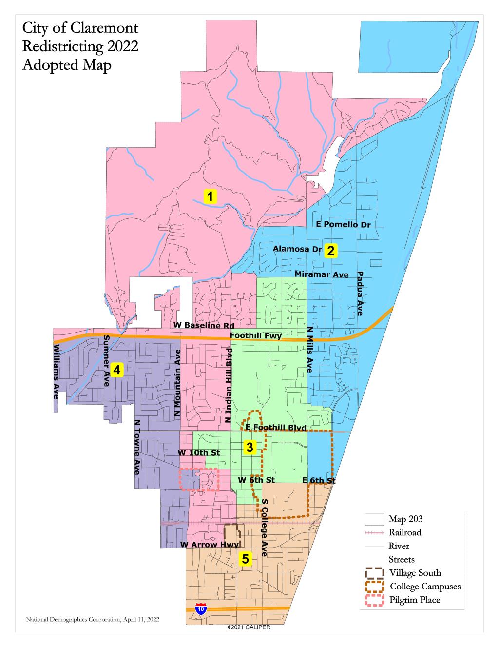 Claremont Redistricting 2022 Adopted Map